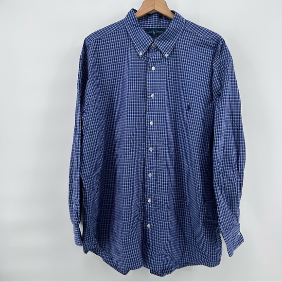 Ralph Lauren Other - Ralph Lauren Shirt Mens 2XB Blue Check Gingham Pony Button Up Big & Tall Preppy